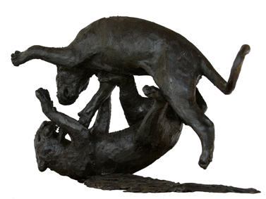 Fighting Leopard bronze